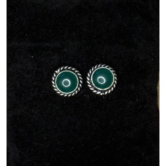 Translucent Green Chaldonacy Hand Made Sterling Silver Earrings - Picture 1 of 2